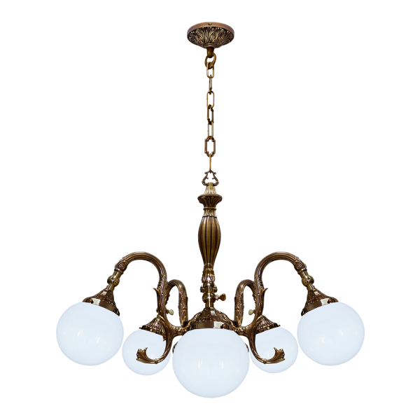 LUSTRE AVEC VERRE MILAZZO IV EN LAITON BROSSÉ ANTIQUE